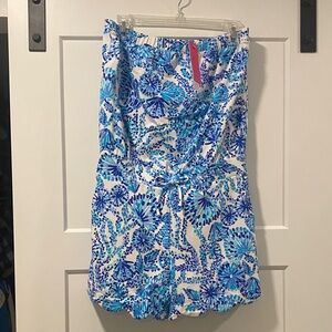 Lilly Pulitzer Blue and White Floral Jumpsuit